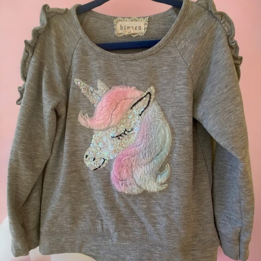 btween Unicorn Applique Sequin Sweatshirt